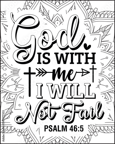 Bible Verse Quote Coloring Page for Adults. Holy Bible Quote Mandala Coloring Page