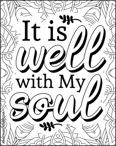 Bible Verse Quote Coloring Page for Adults. Holy Bible Quote Mandala Coloring Page