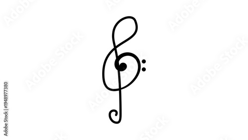 G-Clef and F clef sign, black isolated silhouette