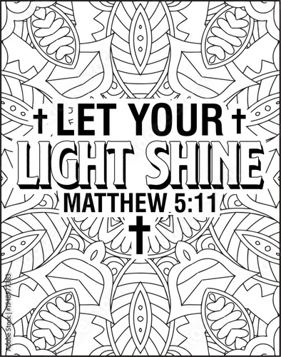 Bible Verse Quote Coloring Page for Adults. Holy Bible Quote Mandala Coloring Page