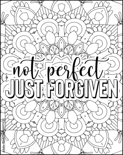 Bible Verse Quote Coloring Page for Adults. Holy Bible Quote Mandala Coloring Page