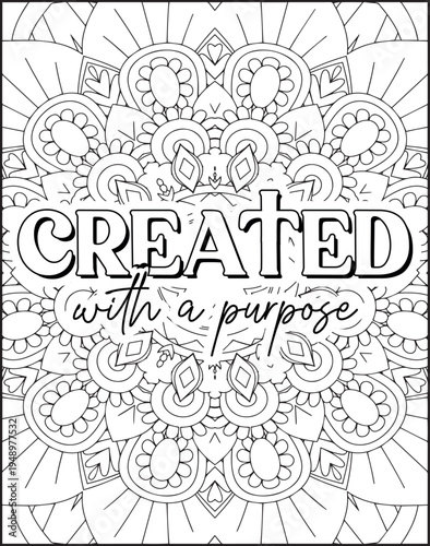 Bible Verse Quote Coloring Page for Adults. Holy Bible Quote Mandala Coloring Page