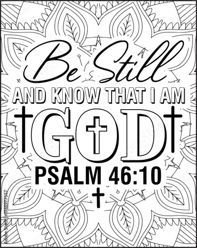 Bible Verse Quote Coloring Page for Adults. Holy Bible Quote Mandala Coloring Page