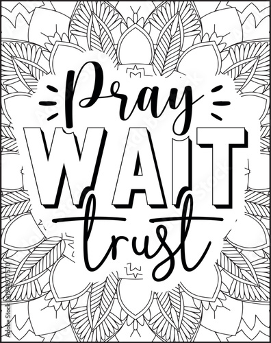 Bible Verse Quote Coloring Page for Adults. Holy Bible Quote Mandala Coloring Page