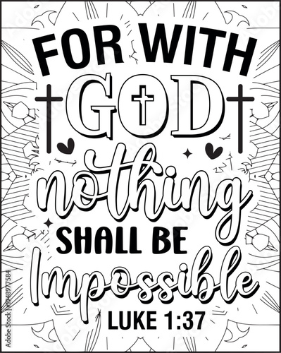 Bible Verse Quote Coloring Page for Adults. Holy Bible Quote Mandala Coloring Page