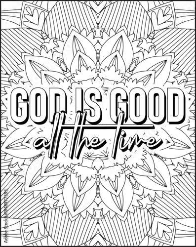Bible Verse Quote Coloring Page for Adults. Holy Bible Quote Mandala Coloring Page