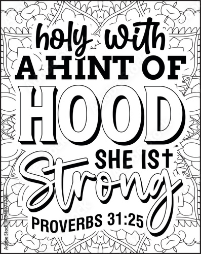 Bible Verse Quote Coloring Page for Adults. Holy Bible Quote Mandala Coloring Page
