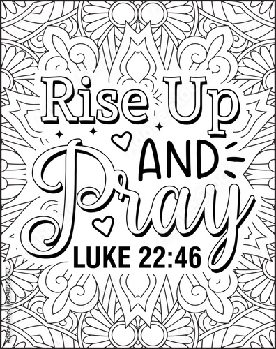 Bible Verse Quote Coloring Page for Adults. Holy Bible Quote Mandala Coloring Page