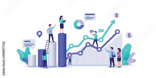 Business Growth Analytics Concept with Team Analyzing Financial Charts Graphs and Data Strategy for Market Performance Investment Planning and Corporate Success