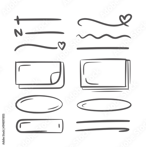 Black and white hand drawn including lines boxes and shapes