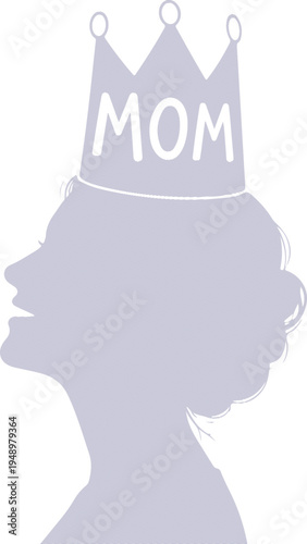 International mother's day line set silhouette crowned mom royal portrait