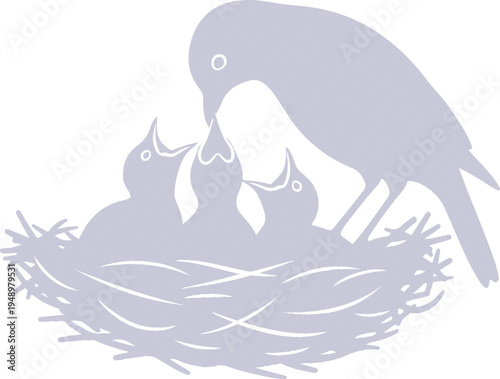 International mother's day line set silhouette mother and children