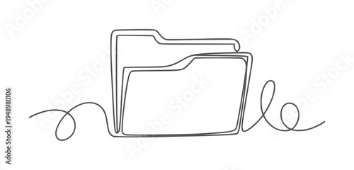 Minimalist single line of two overlapping folders document archive storage data