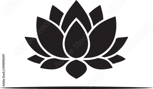 Symmetrical Zen Lotus Flower Silhouettes Flat Icon