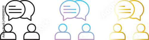 communication chat icon vector outline dialogue messaging feedback conversation speech bubble two people minimalist line symbol web app isolated editable stroke graphic design.
