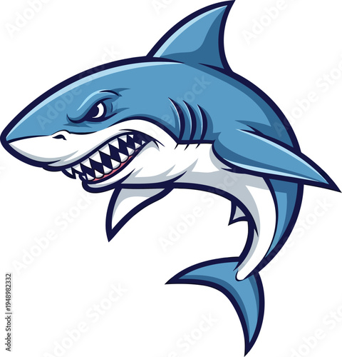 angry shark head vector illustration with sharp teeth flat design