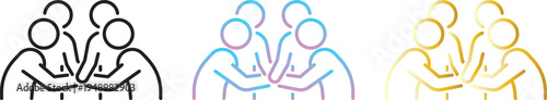 team group icon vector outline four people business collaboration meeting teamwork corporate professional editable stroke isolated web app symbol sign graphic design.