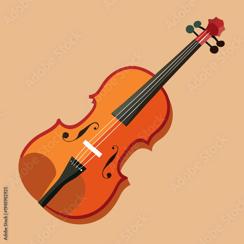 Orange Violin Instrument on Beige Background