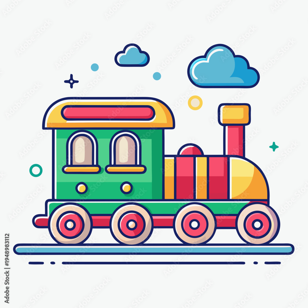 Naklejka premium Playful Kiddie Train Ride Vector Illustration