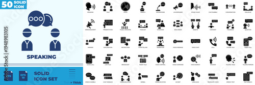 Speaking Solid Editable Icons set