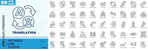 Translation Line Editable Icons set
