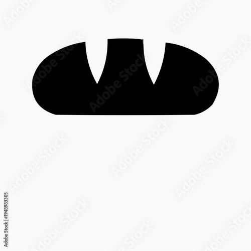 Black silhouette of a bread loaf on a white background, minimalistic style