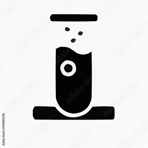 Laboratory flask icon with a splash, black and white design, minimalistic style