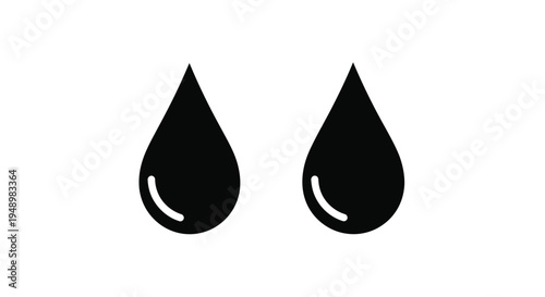 Two black teardrop shapes against a plain white background