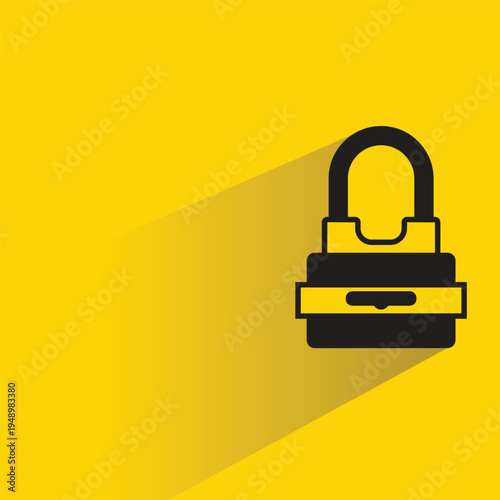 padlock key icon with shadow on yellow background