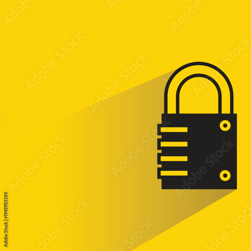 padlock key icon with shadow on yellow background