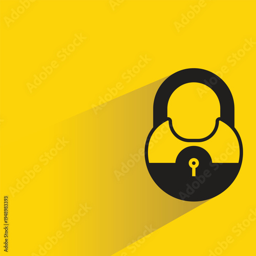 padlock key icon with shadow on yellow background