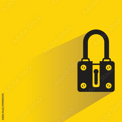 padlock key icon with shadow on yellow background