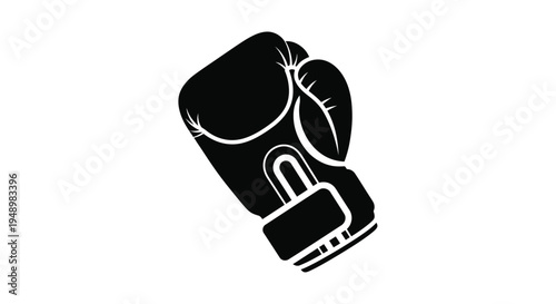 A black silhouette of a single boxing glove isolated on a white background
