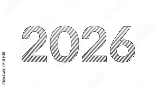 Silver 2026 Numbers on White Background.