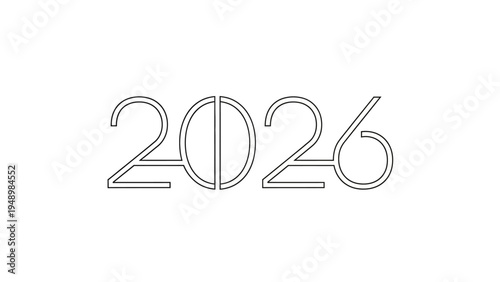 2026 Number Typography Design Element.