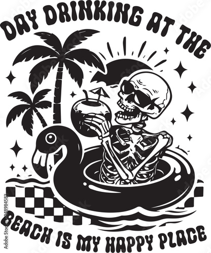 Day Drinking At The Beach Is My Happy Place SVG Design