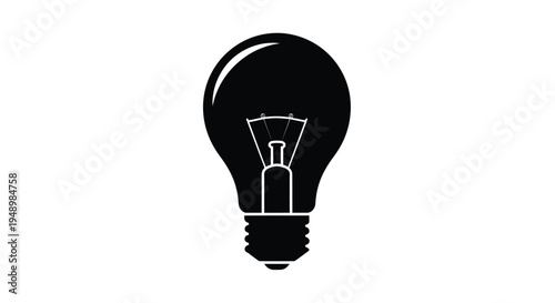 A simple black silhouette of an incandescent light bulb on white