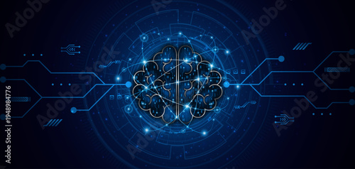 Circuit board of computer neural network or electronic artificial intelligence. Brain circuit technology. modern technology innovation concept background