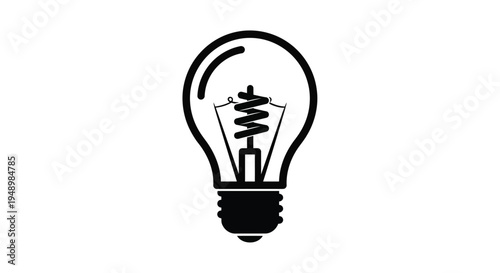Simple black and white illustration of a vintage edison light bulb