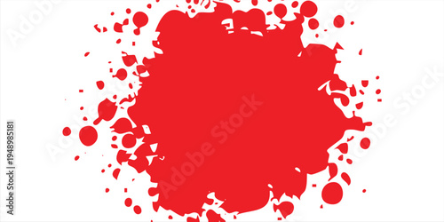 Abstract red brush ring design, dynamic circular paint strokes with grunge texture effect.