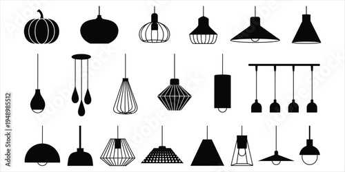 Canvastavla Assortment of modern and classic pendant light fixtures in silhouette lamp chand