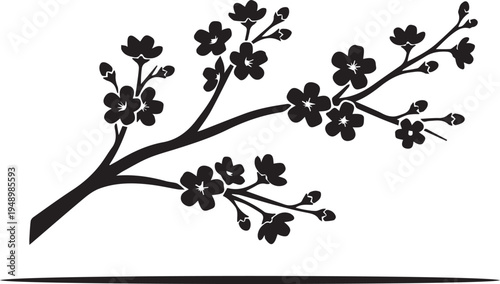 Japanese Cherry Blossom Sakura Branch Silhouettes