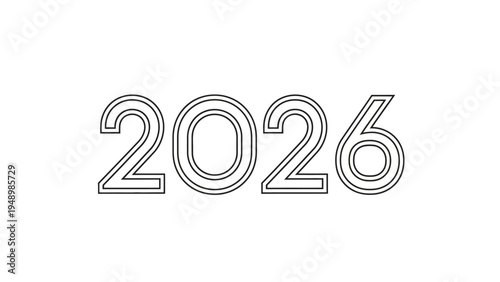 Outlined Numbers Representing the Year 2026.