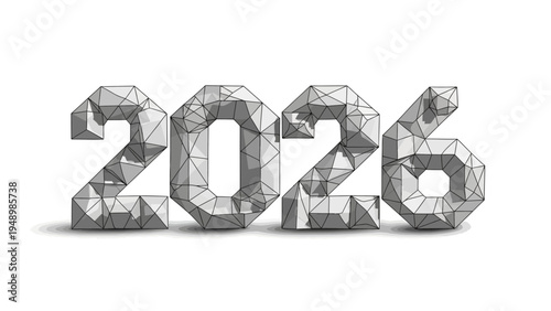 Geometric 2026 Numbers with Facets and Texture.