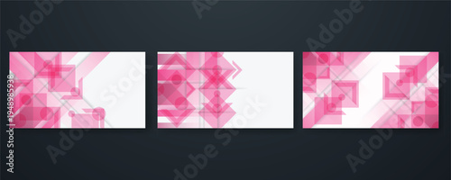 Creative geometric abstract background set with overlap colors and modern composition.