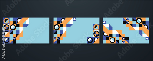 Vibrant modern geometric background set with playful abstract shapes.