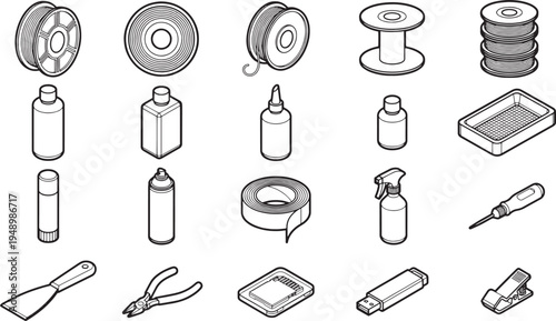 Collection of versatile craft tools and supplies, ideal for creative projects and hobbies, arranged in an organized and easy-to-use manner.