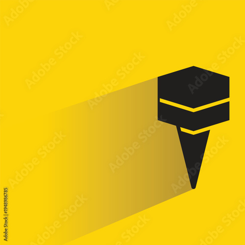 push pin icon with shadow on yellow background