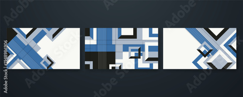 Abstract geometric banner set with colorful shapes and dynamic modern layout.