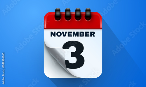 Calendar icon showing November 3. Perfect for event planning and date reminders.